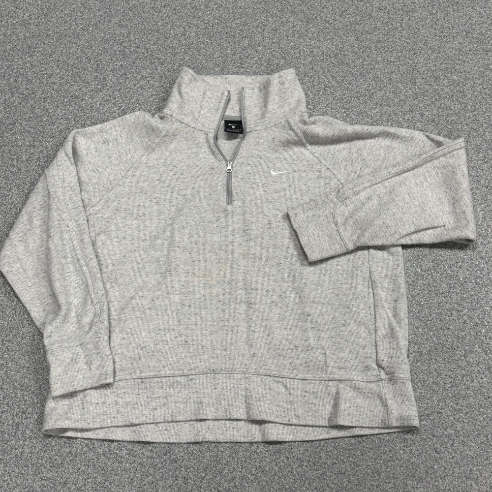 Nike Women's‎ Gray Speckled Quarter Zip Pullover Sweatshirt Size L